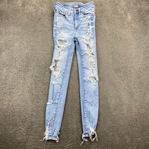 American Eagle Super Hi-Rise Jegging Women's Distressed Ripped‎ Jeans